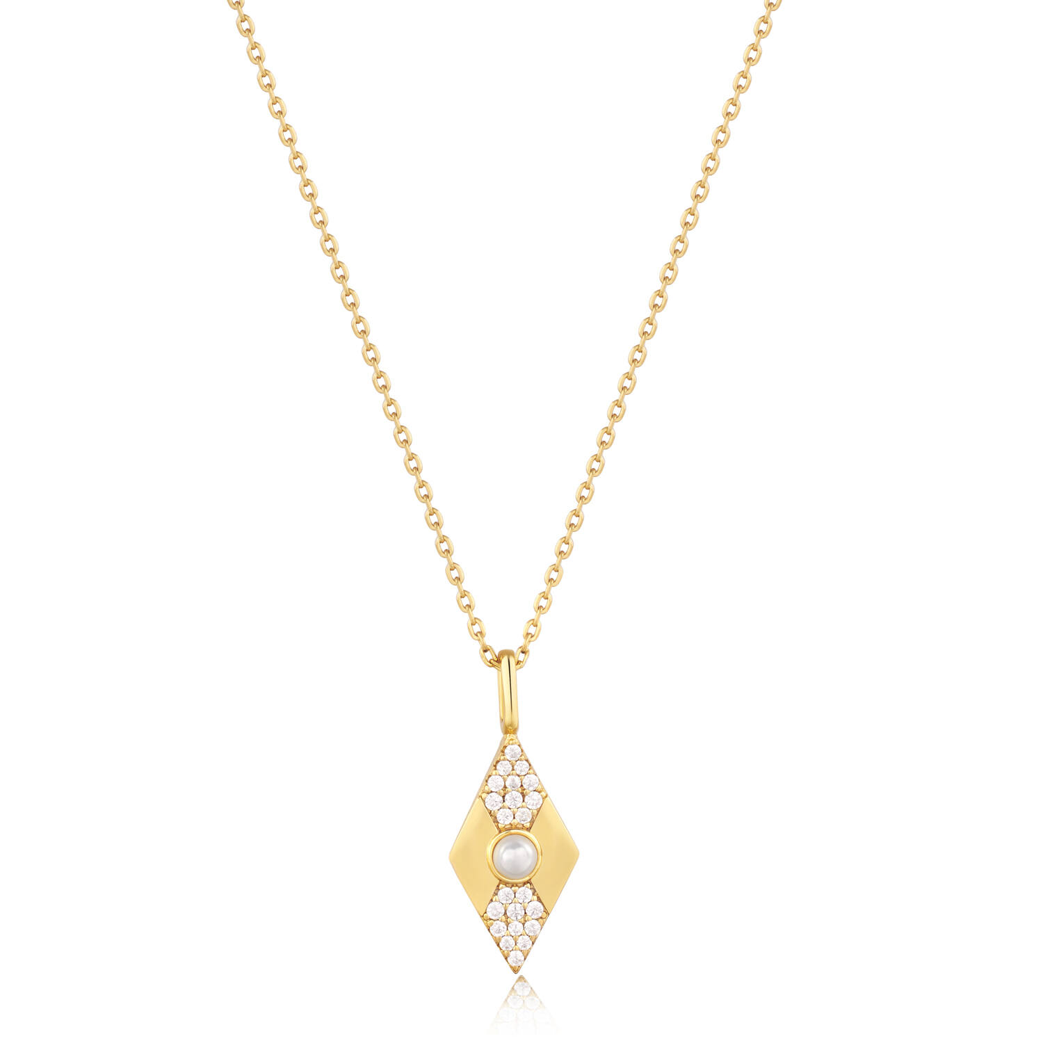  Modern Muse - Necklaces with pendant - Silver / 14kt GP - Pearl - 50cm